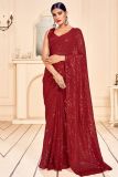 red-faux-georgette-saree-with-art-silk-blouse-srev2102
