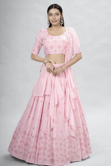 Baby Pink Color Georgette Fabric Designer Lehenga Choli