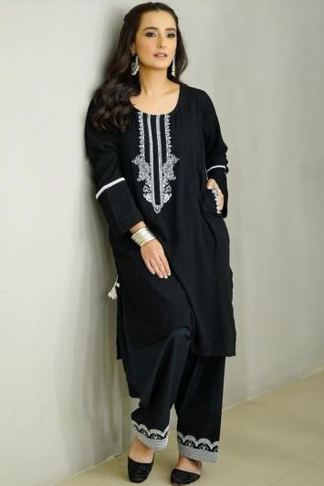 Black Cotton Fabric Salwar Suit