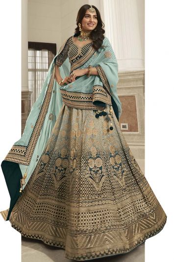 Blue Golden Work Lehenga Choli