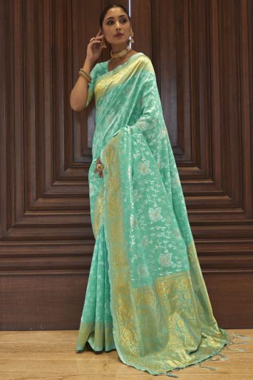 Blue Kanjeevaram Diwali Wear Art Silk Saree