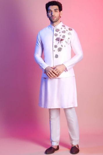 Blush Pink Color Cotton Silk Fabric Kurta Set