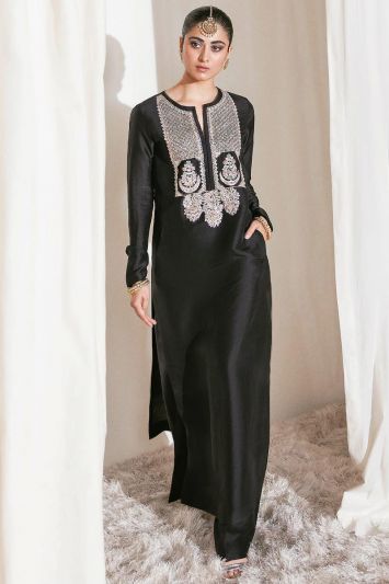 Buy Embroidered Black Salwar Suit For Eid Party