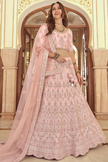 Buy Party Designer Crepe Lehenga Choli in Pink Color