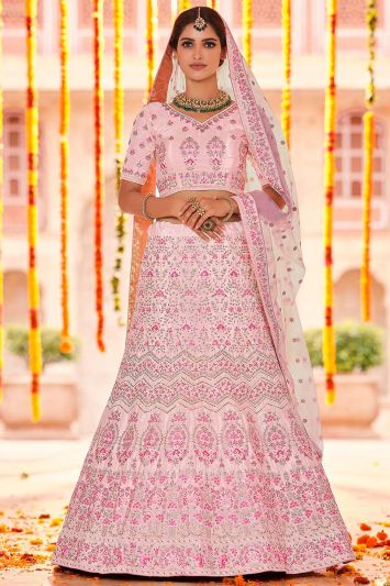 Buy Party Wear This Crepe Lehenga Choli in Pink Color