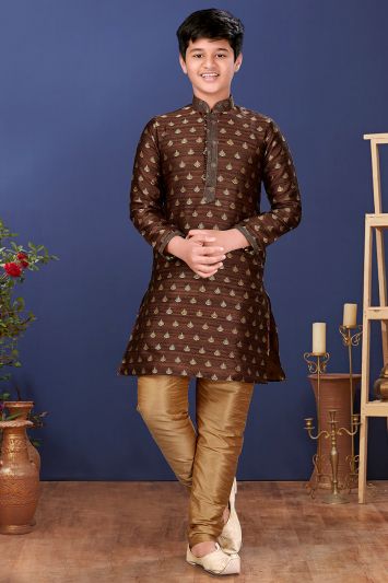 Buy This Fabulous Jacquard Silk Kurta Pajama in Black Color