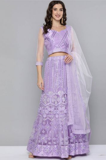 Buy This Lavendor Color Net Fabric Lehenga Choli For Walima