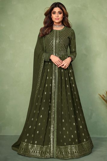 Designer Green Color Georgette Anarkali Suit