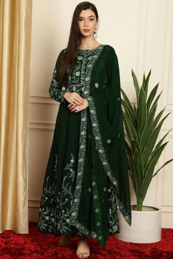 Elegant Green Georgette Anarkali Suit