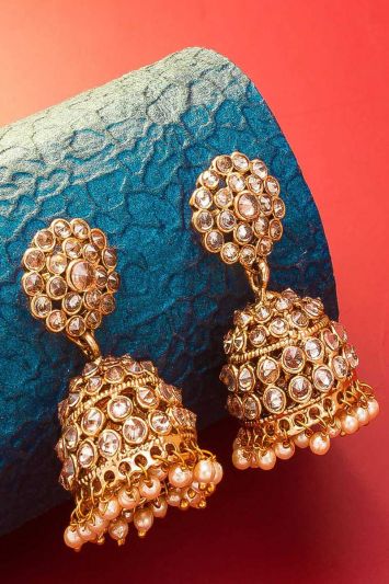 Ethnic Gold Alloy Kundan Jewellery Earring Set