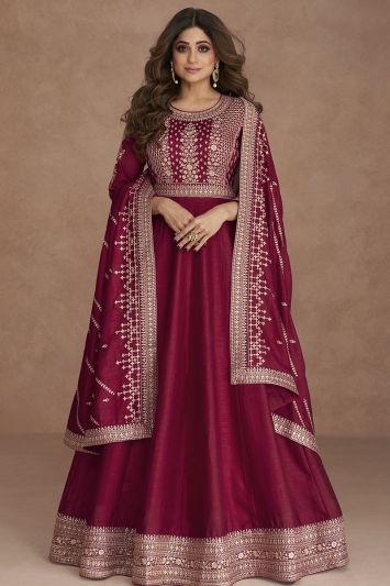 For Eid Premium Silk Fabric Eid Wear Gown in Pink Color
