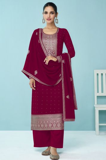Georgette Designer Palazzo Suit in Pink Color