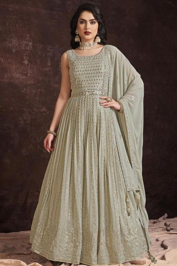 Georgette Gown in Green Color