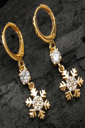 Gold Alloy Earing Set With American Diamond For Women