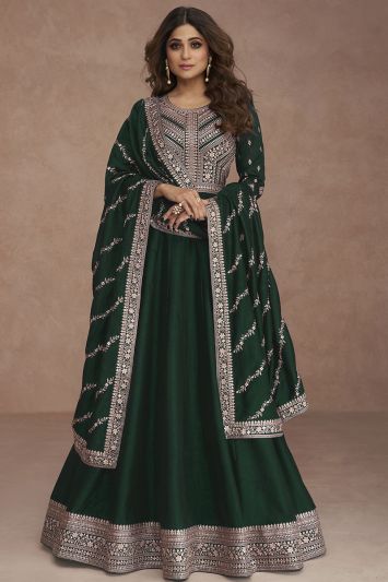 Green Premium Silk Eid Wear Gown