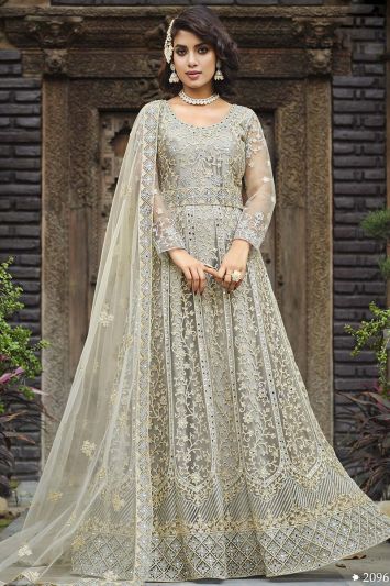 Grey Pure Butterfly Net Gown