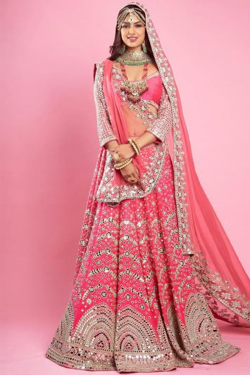 Heavy Designer Pink Color Lehenga Choli with Mirror Work