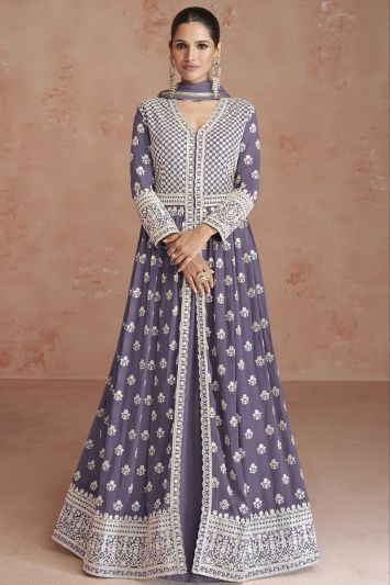 Lavender Color Georgette Gown