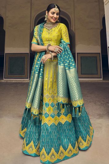 Multi Color Silk Fabric Elegant Lehenga Choli