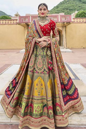 Multi Colored Silk Fabric Designer Lehenga Choli