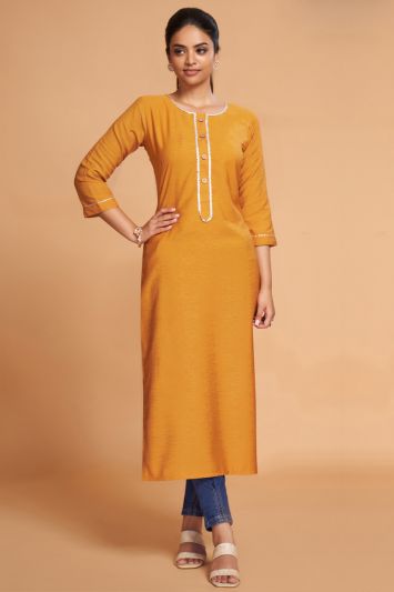 Mustard Silk Haldi Functional Designer Kurti