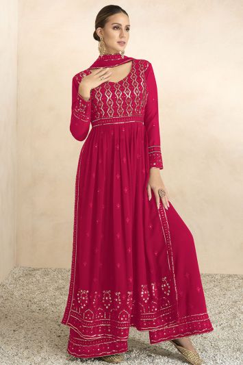 Pink Blooming Embroidered Palazzo Suit