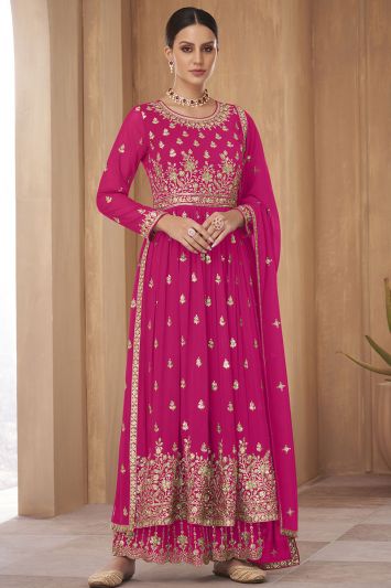 Pink Blooming Georgette Palazzo Pant Suit