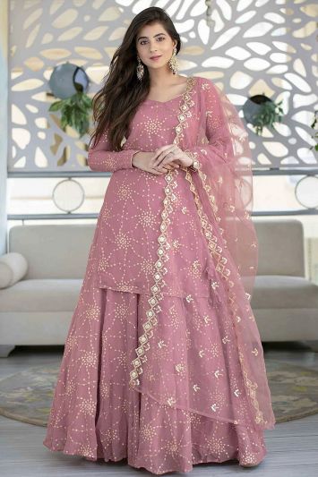 Pink Georgette Fancy Sharara Suit