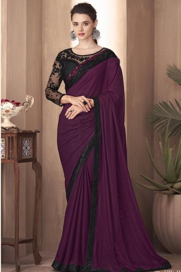 Purple Elegant Saree in Soft Touch Silk