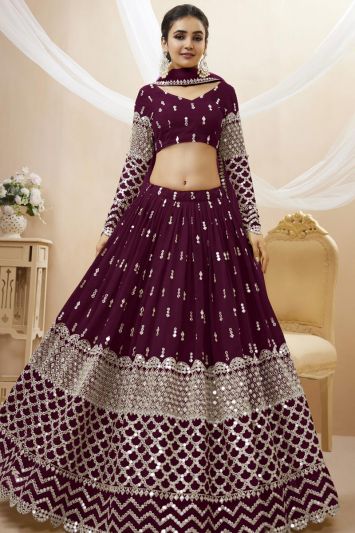 Purple Georgette Designer Lehenga Choli Set