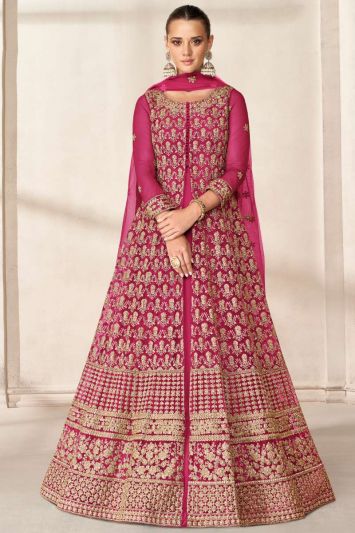 Rani Pink Color Butterfly Net Fabric Anarkali Suit