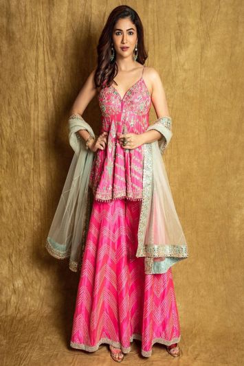 Ridhima Pandit Pink Partywear Sharara Suit
