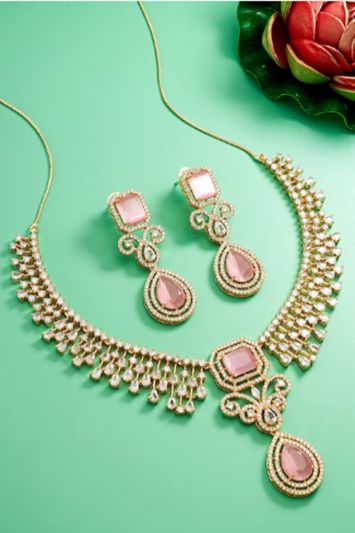 Rose Gold-Plated Stone-Studded Jewellery - Appelle Fashion