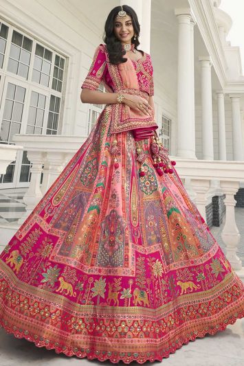 Silk Designer Lehenga in Pink Color