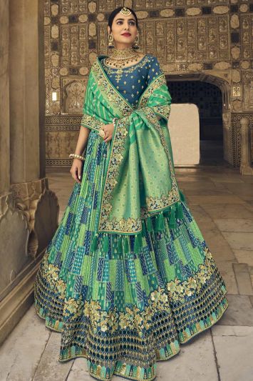Silk Fabric Festive Wear Lehenga Choli in Multi Color