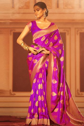 Silk Woven Work Saree in Purple Color