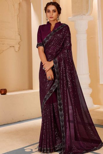 Swarovski Saree in Bamberg Georgette Fabric