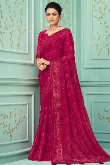 Women Pink Fancy Silk Designer Saree