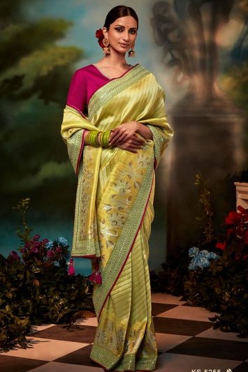 Yellow Color Silk Fabric Haldi Functional Saree