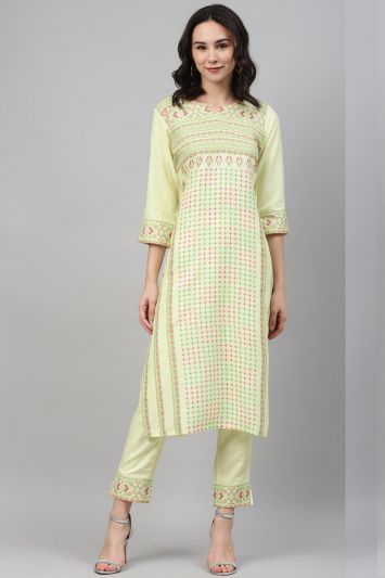 Yellow Designer Festive Wear Rayon Churidar Salwar Suit