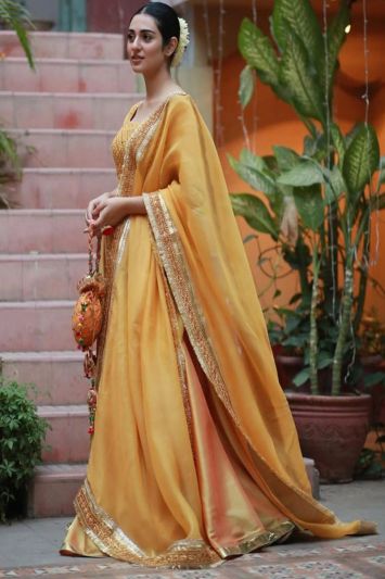 Yellow Designer Silk Lehenga Choli For Haldi Function