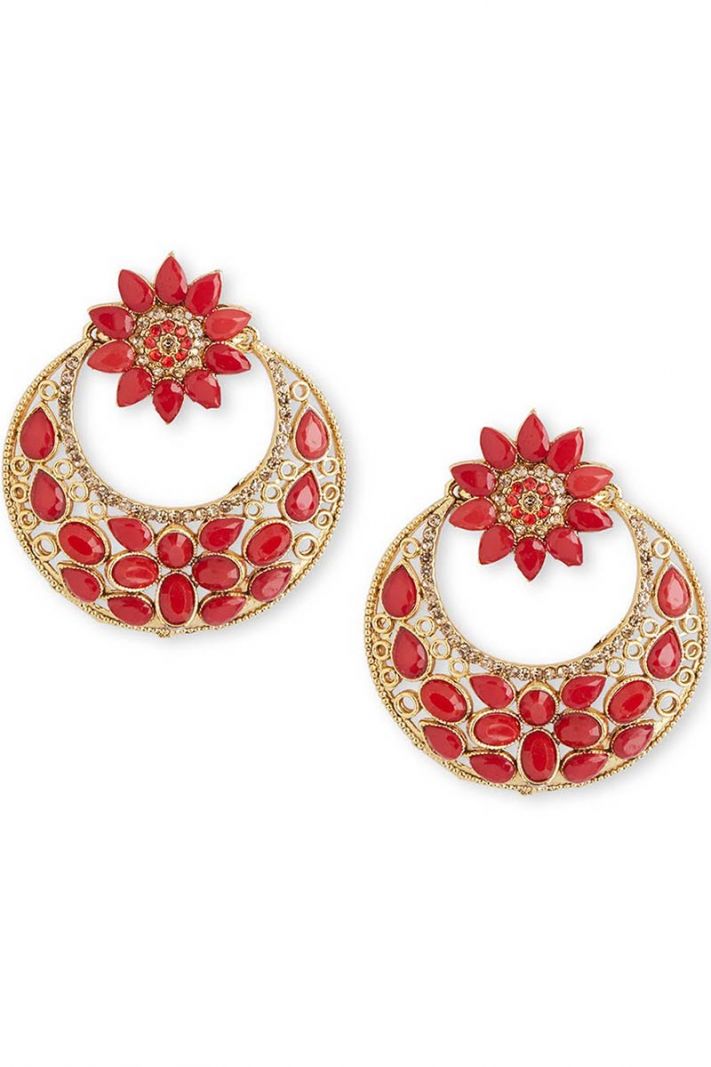 Alloy Earring Set With Red Stone Work