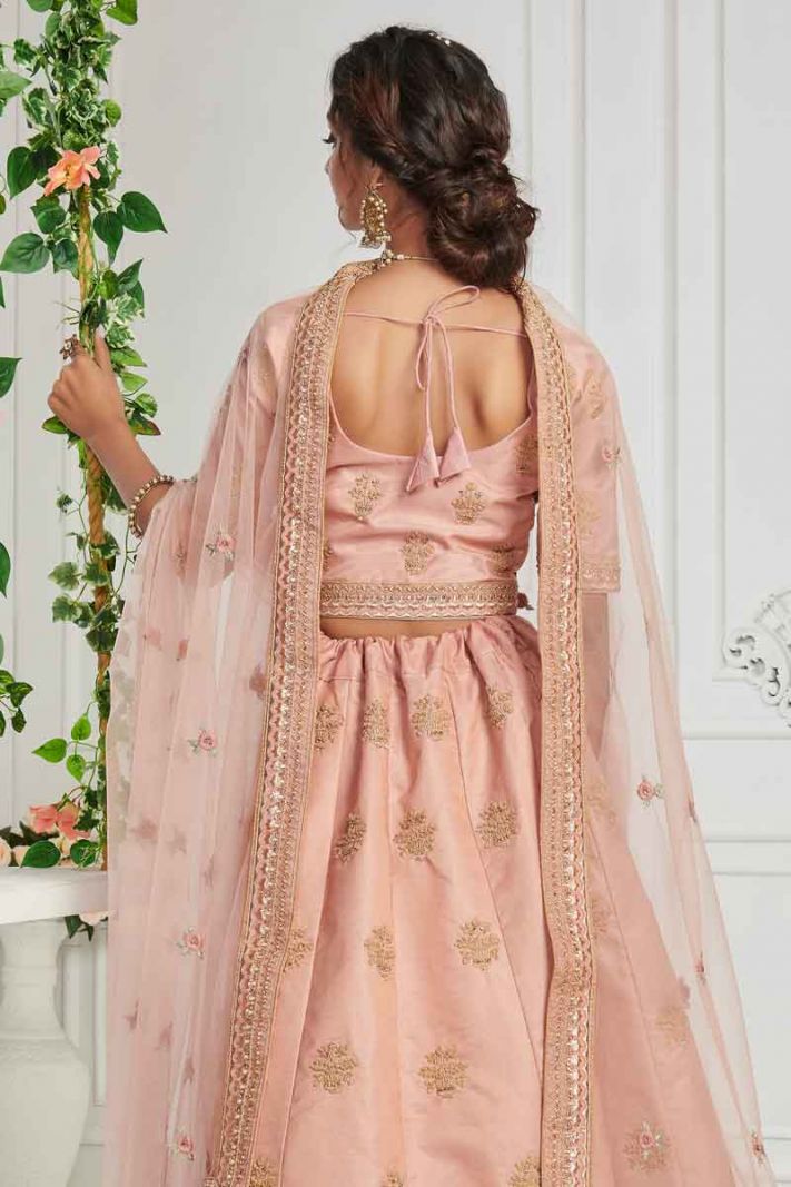 Baby Pink Silk Heavy Designer Lehenga Choli With Zarkan Work