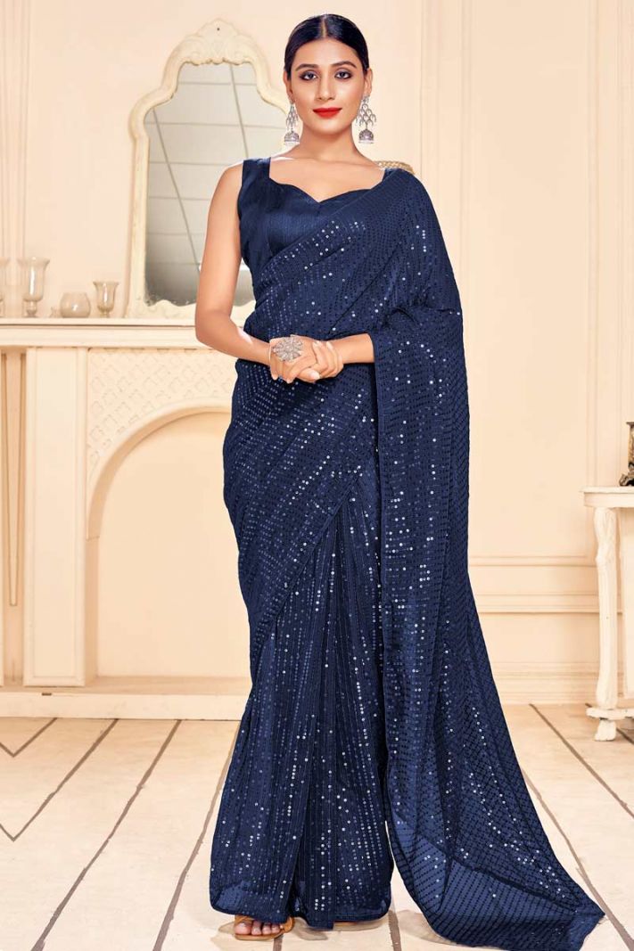 navy-blue-faux-georgette-saree-with-art-silk-fabric-blouse-srev2101