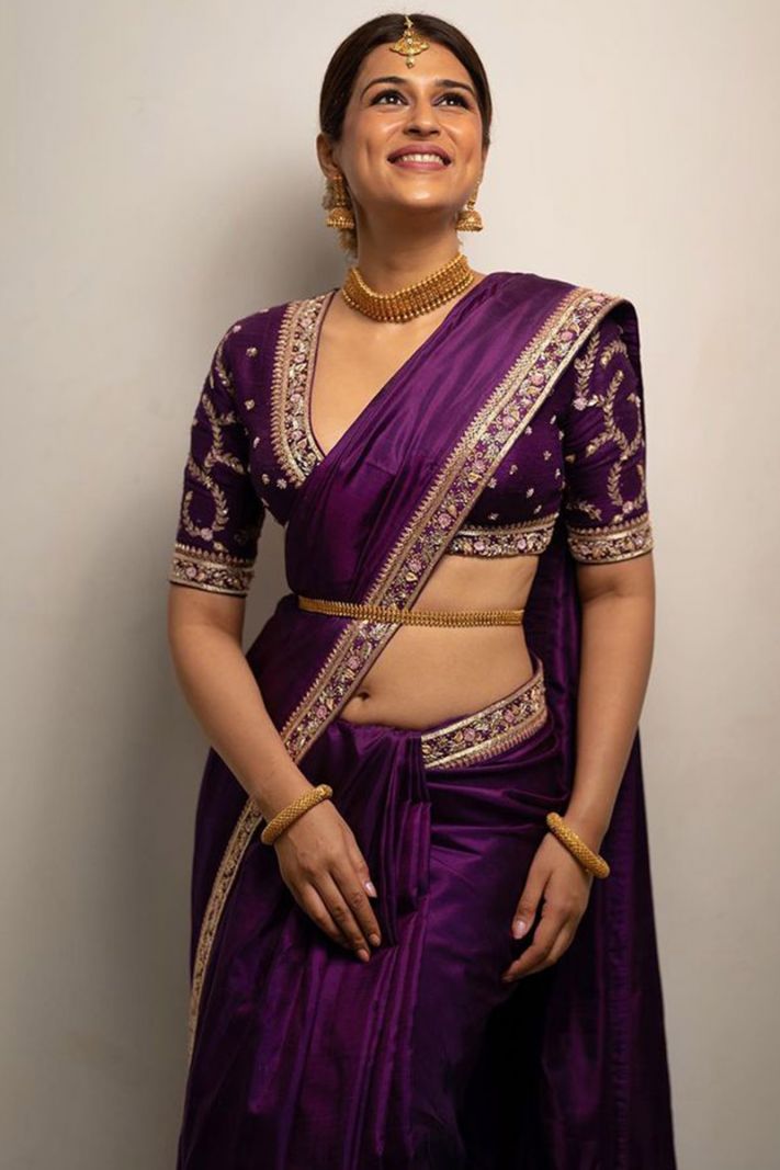 Designer Purple Color Silk Fabric Saree