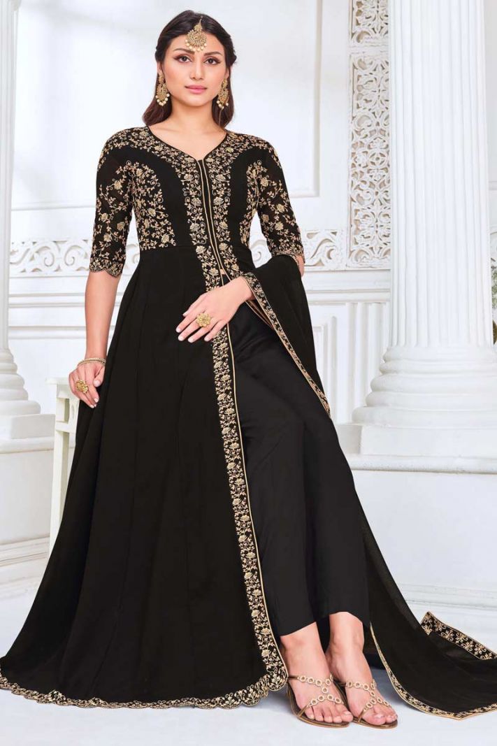 Eid Designer Black Georgette Anarkali Suit