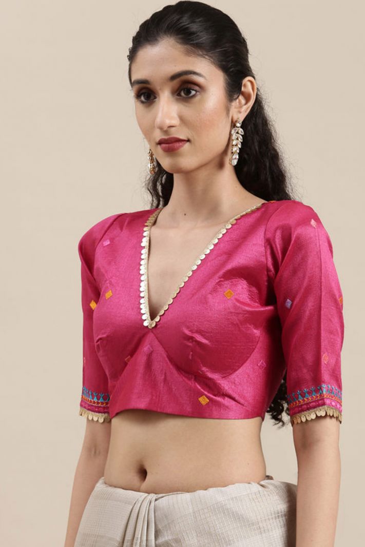 For Women Cotton Fabric Saree in Cream Color