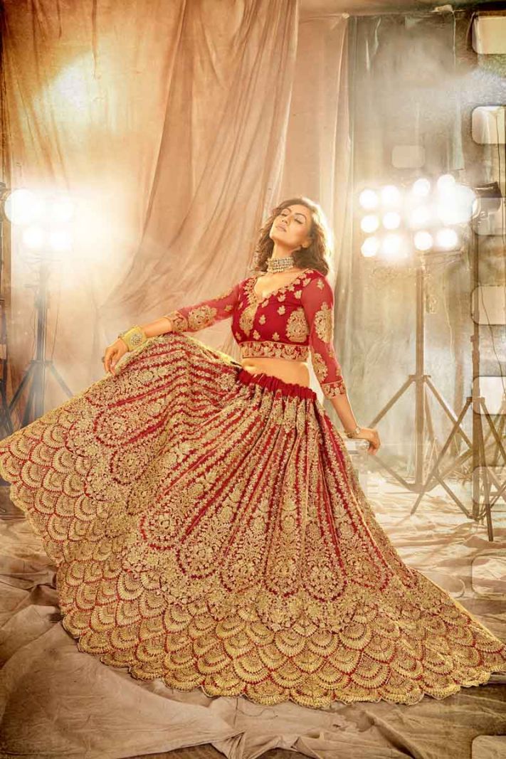 Maroon Satin Heavy Designer Lehenga Choli With Heavy Stone Work
