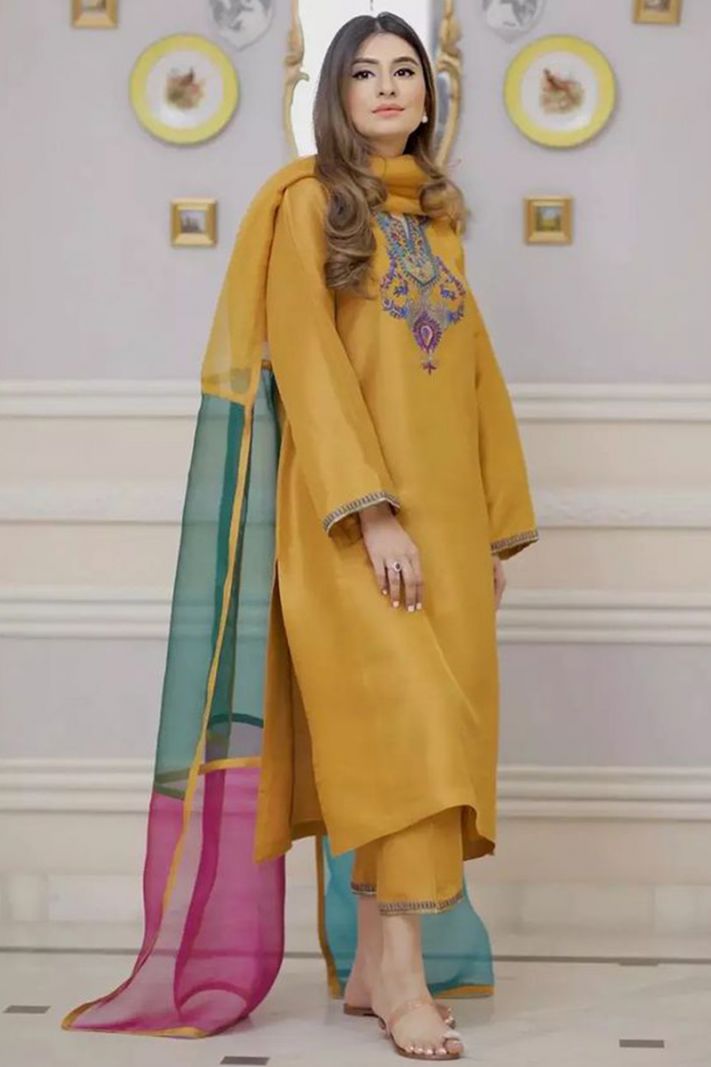 Mustard Color Samu Silk Stylish Palazzo Suit