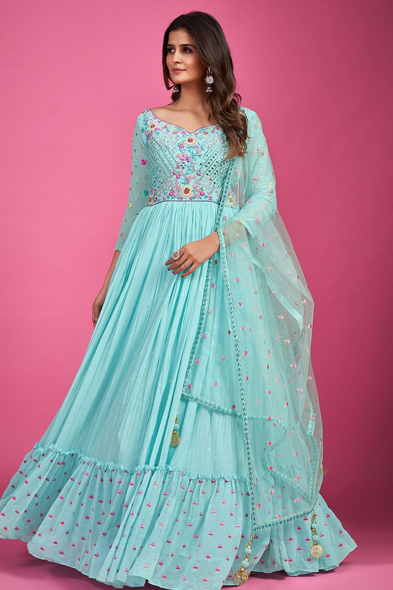 Beautiful Pearl Lace Work Pink Color Gown – Amrutamfab